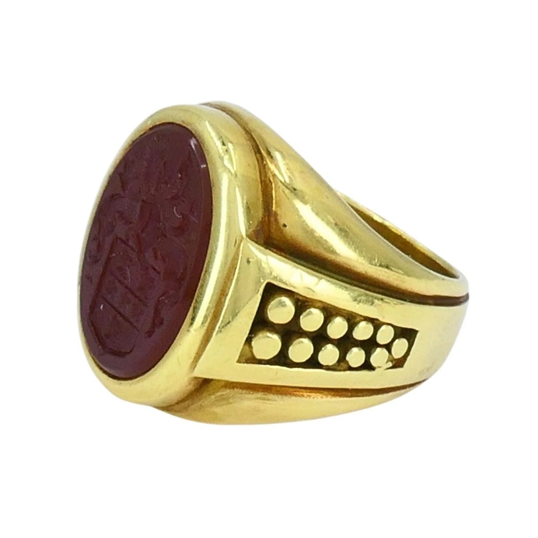 Vintage Kieselstein-Cord 18k Gold Carved Carnelian Intaglio Signet Ring - 4