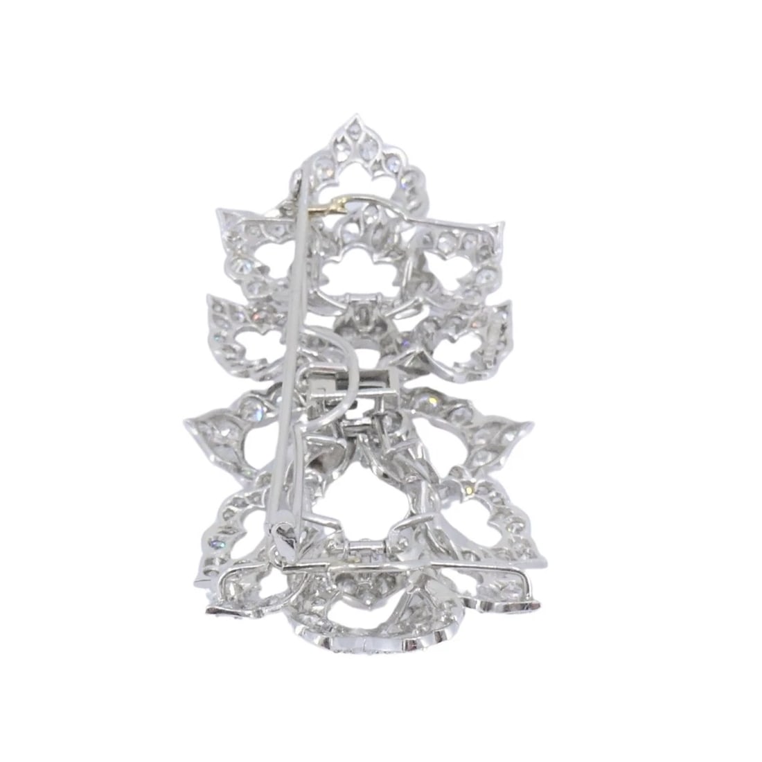David Webb Diamond Platinum Brooch Floral Design - 9