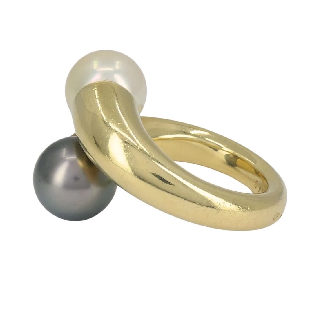 Vintage Cartier Toi et Moi 18k Gold Pearl Bypass Ring - 7
