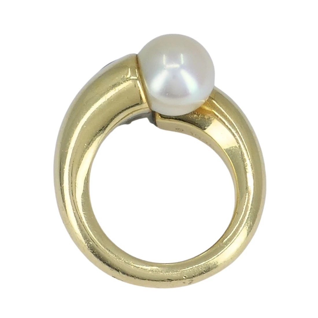 Vintage Cartier Toi et Moi 18k Gold Pearl Bypass Ring - 9