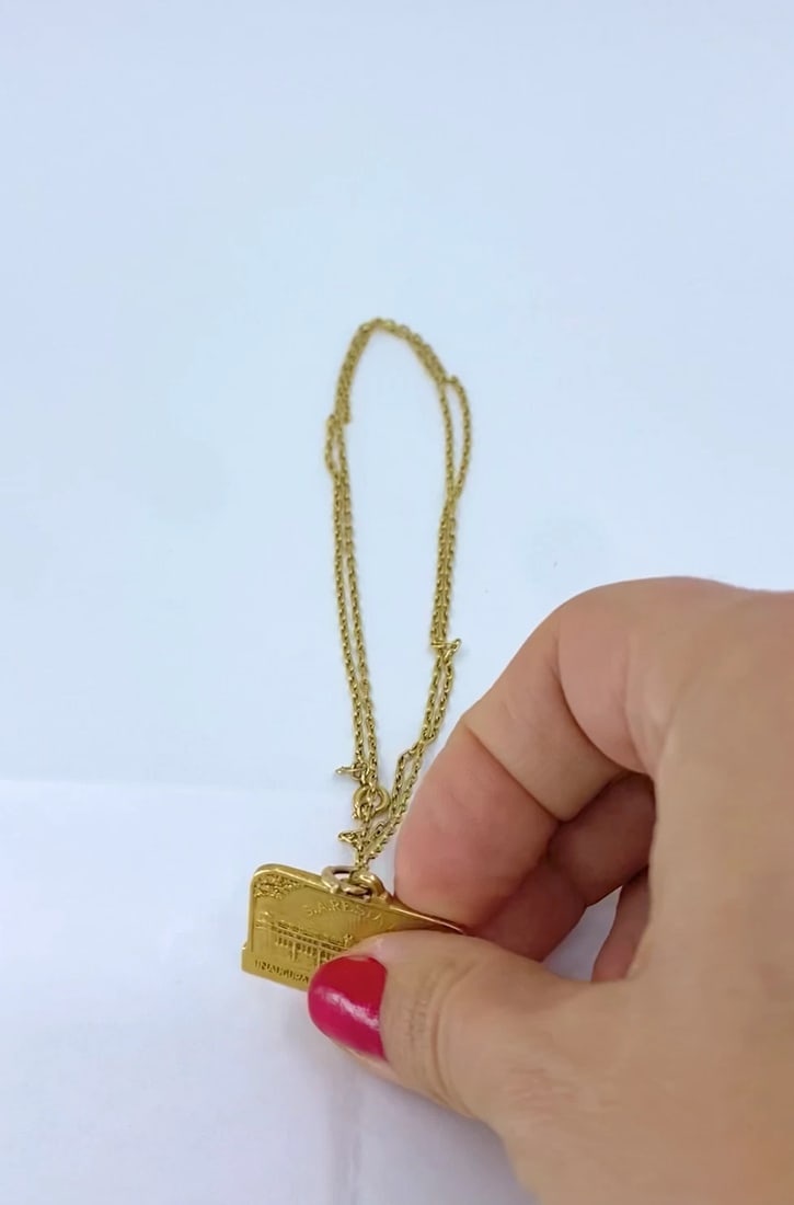 Vintage 1928 18k Gold Argentine Automobile Pendant 14k Chain Necklace - 2