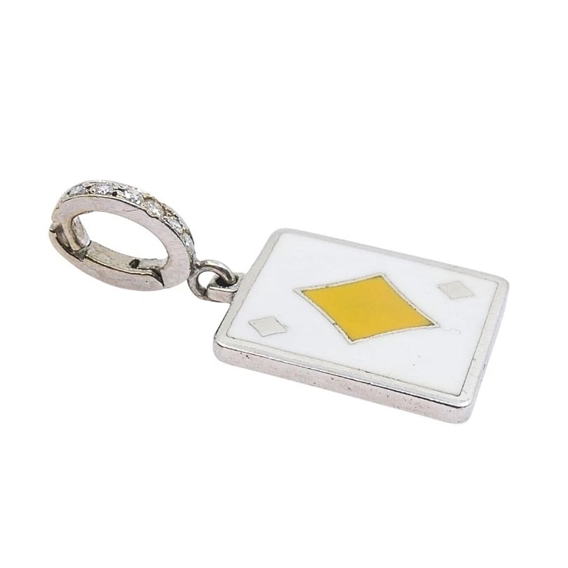 Vintage 12k Gold Playing Card Diamonds Charm Pavé Diamond Bail - 5
