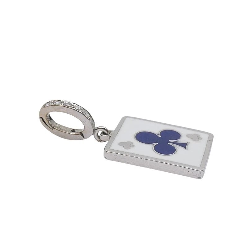 Vintage 12k Gold Playing Card Club Charm Pavé Diamond Bail - 5