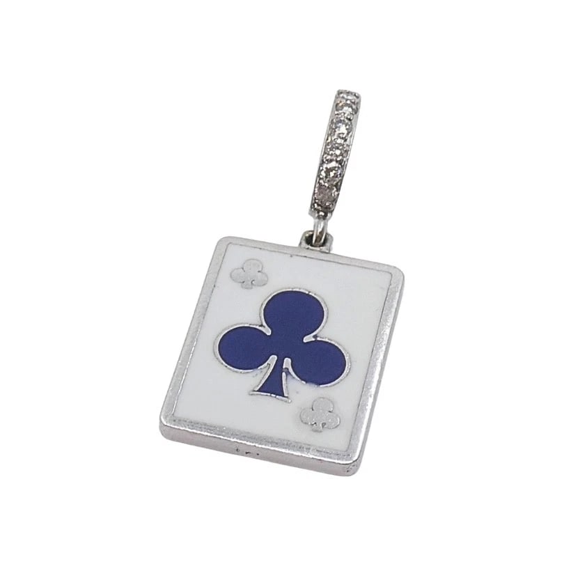 Vintage 12k Gold Playing Card Club Charm Pavé Diamond Bail - 7