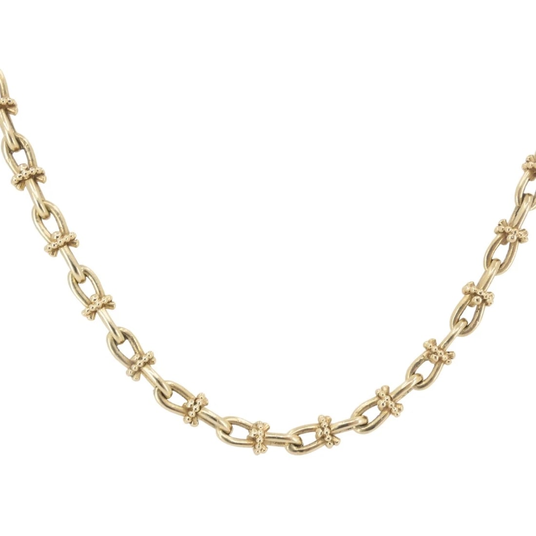 Vintage 14k Gold Nautical Chain Necklace Mariner Link Design - 2