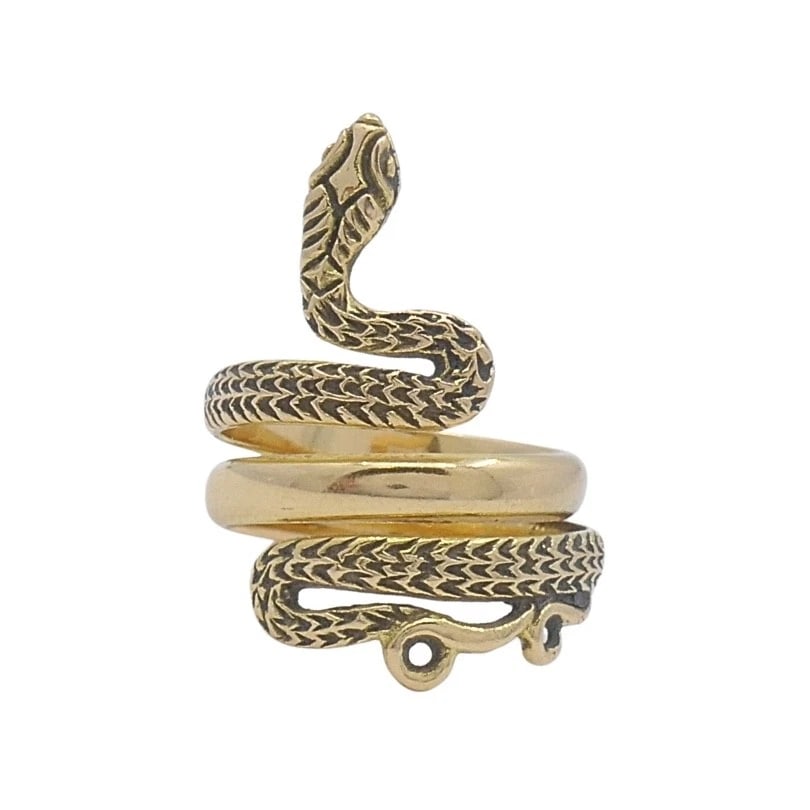 Vintage 18k Gold Snake Ring Serpent Design - 7