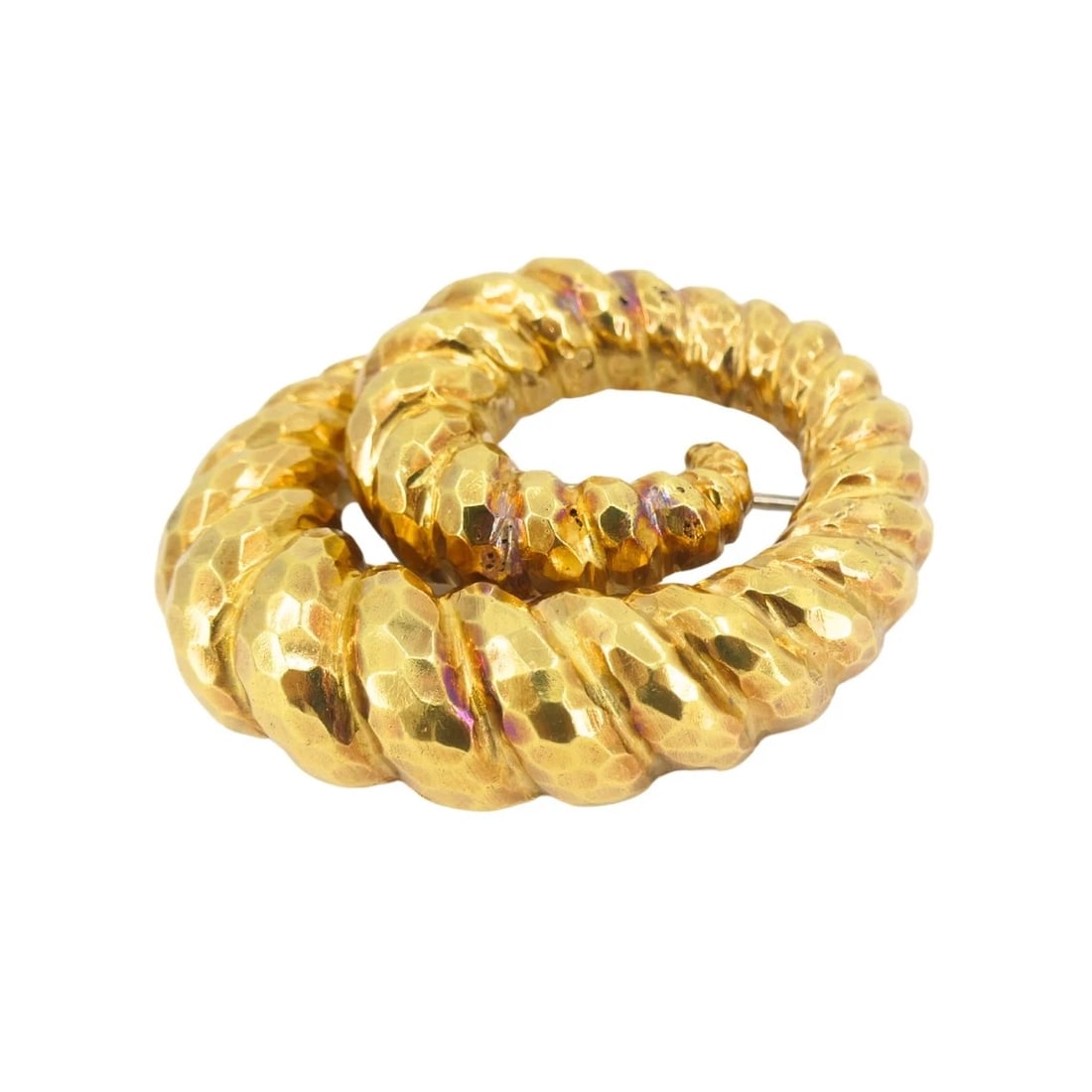 David Webb Brooch 18k Gold Spiral Design Hammered Gold - 3
