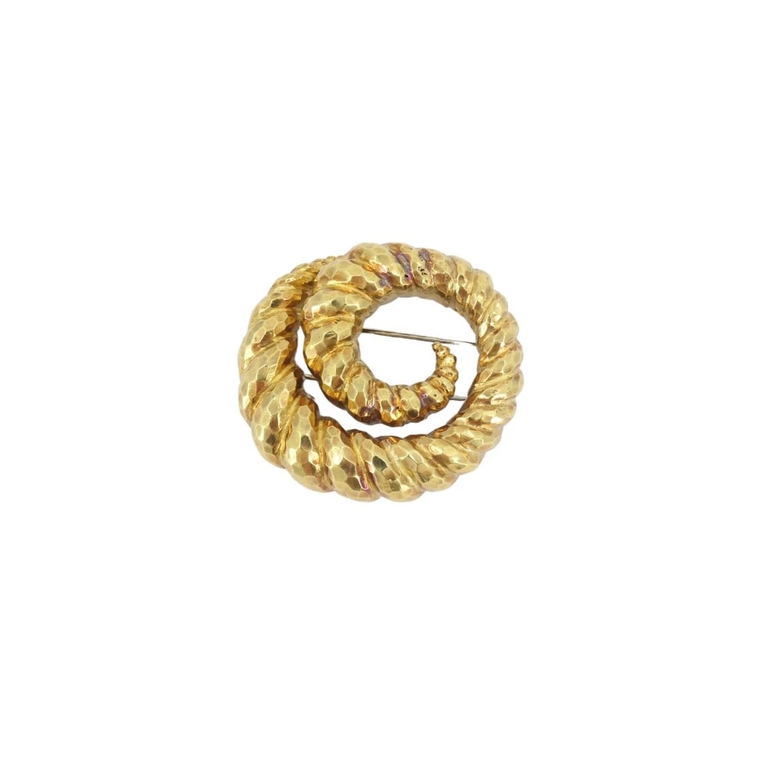 David Webb Brooch 18k Gold Spiral Design Hammered Gold - 8