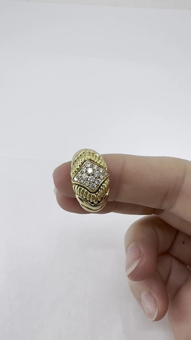 Vintage Boucheron 18k Gold Diamond Dome Ring - 2