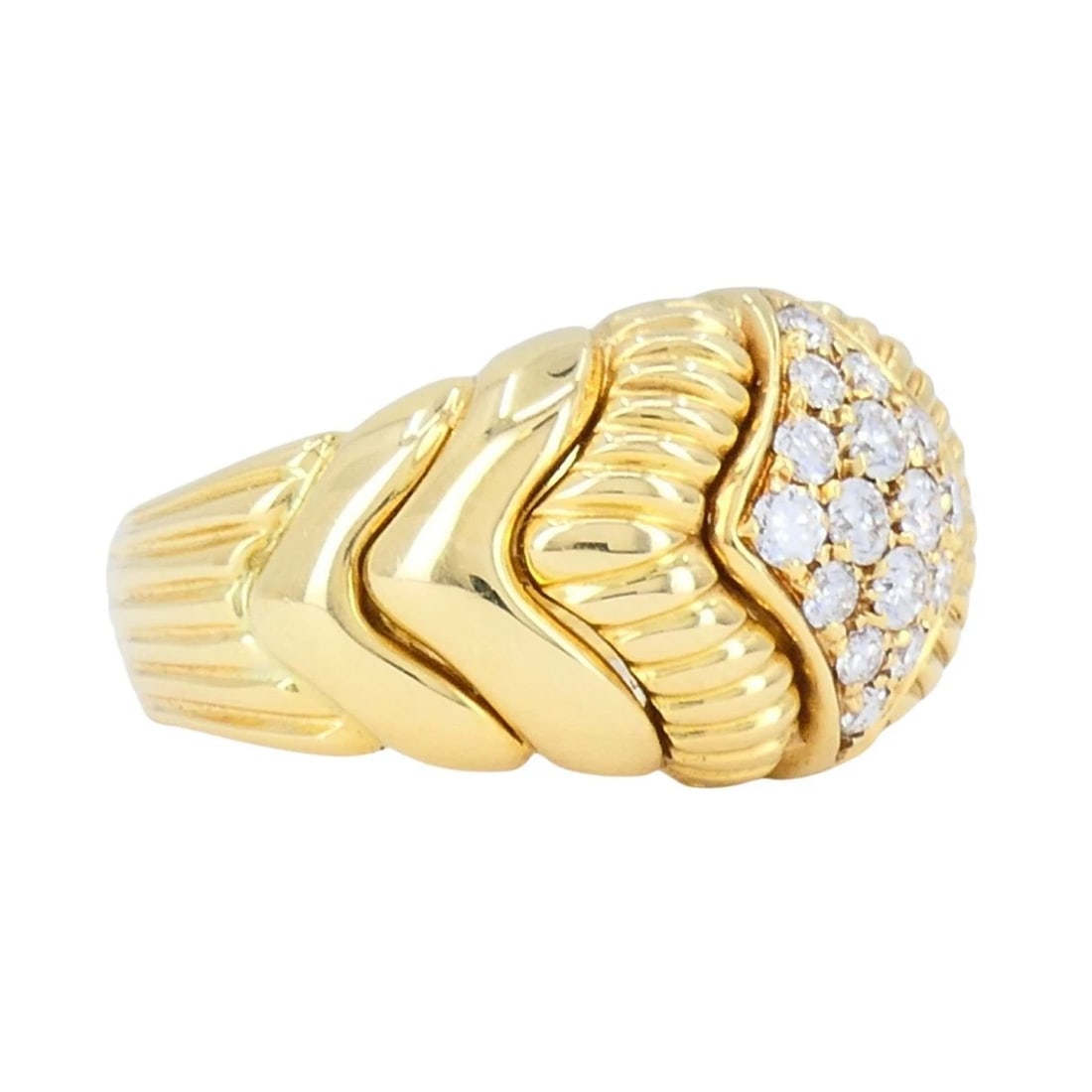 Vintage Boucheron 18k Gold Diamond Dome Ring - 4