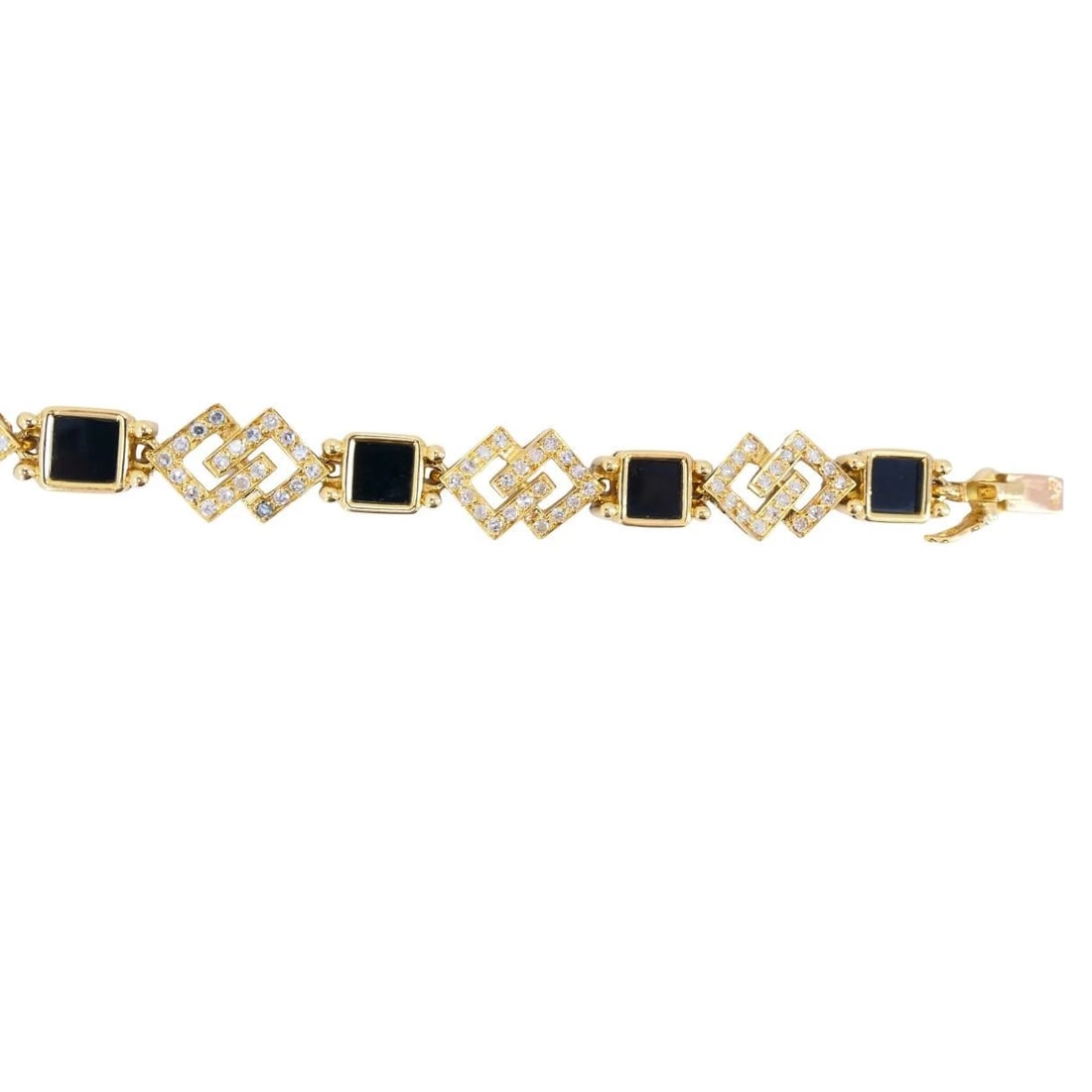 Vintage Van Cleef & Arpels 18k Gold Diamond Onyx Bracelet - 10