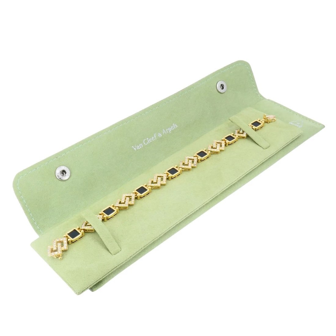Vintage Van Cleef & Arpels 18k Gold Diamond Onyx Bracelet - 4