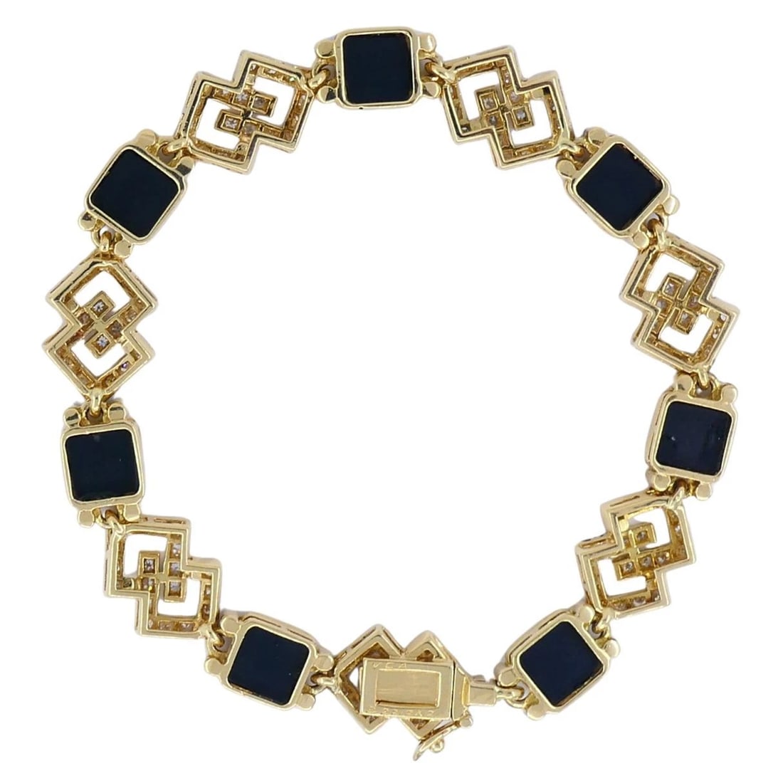 Vintage Van Cleef & Arpels 18k Gold Diamond Onyx Bracelet - 5