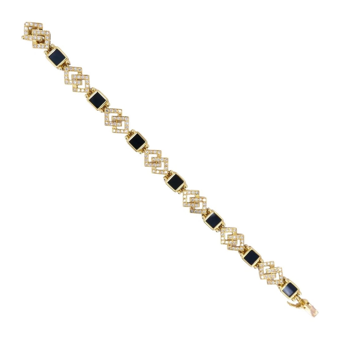 Vintage Van Cleef & Arpels 18k Gold Diamond Onyx Bracelet - 6