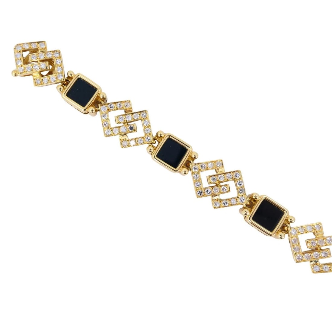 Vintage Van Cleef & Arpels 18k Gold Diamond Onyx Bracelet - 8