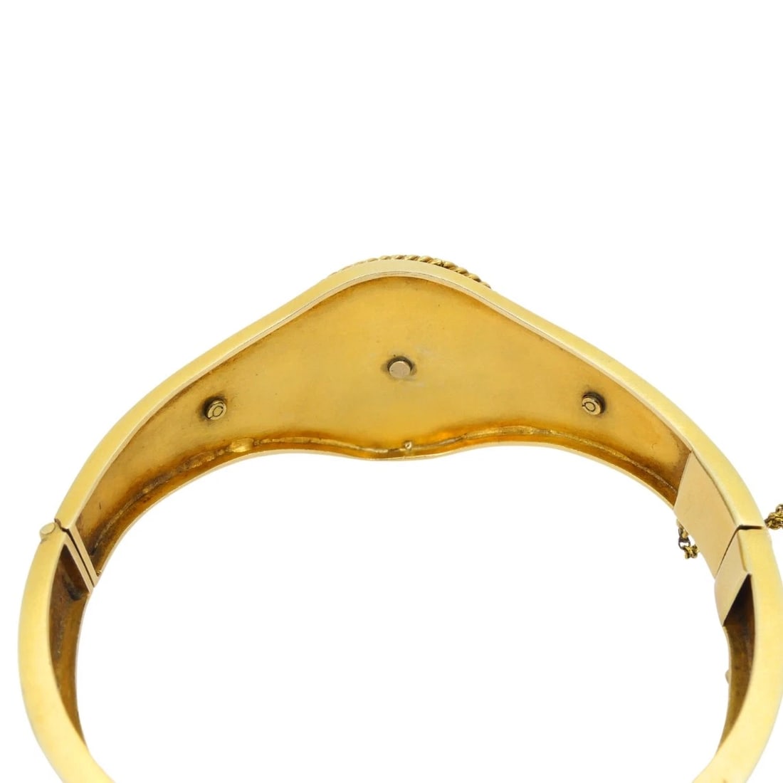 Vintage Turquoise Bracelet Enamel Bangle 14k Gold Silver Accents - 7