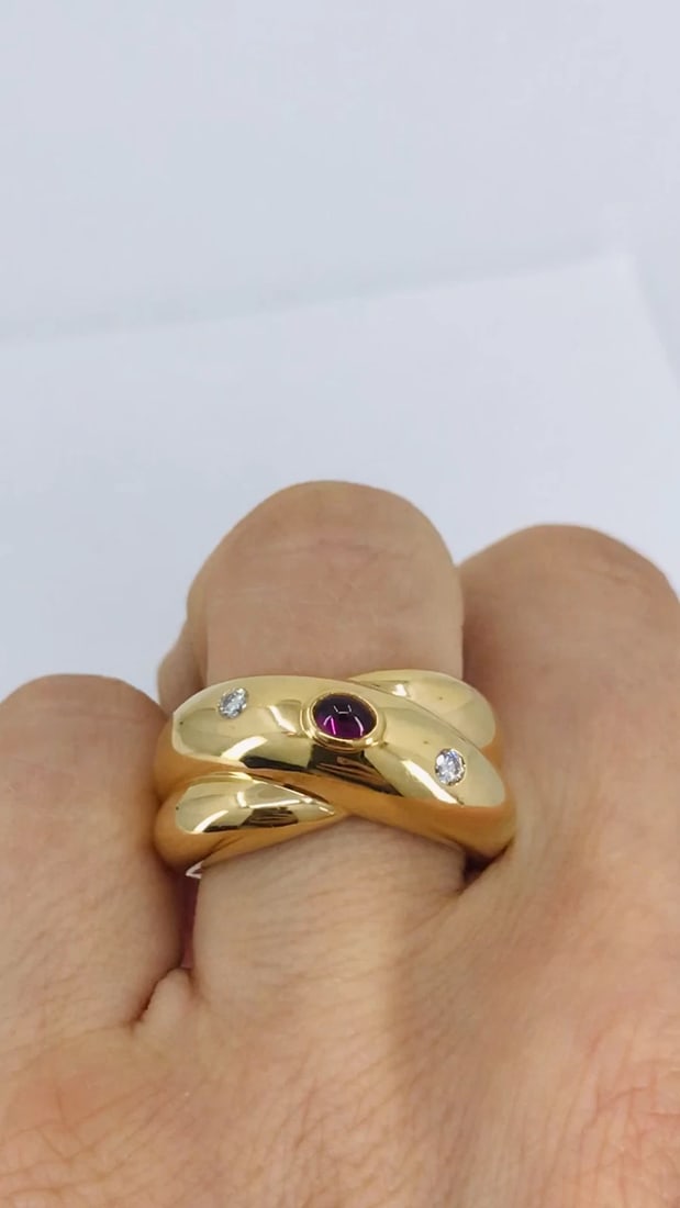 Vintage Cartier Ring 18k Gold Crossover Design - 2