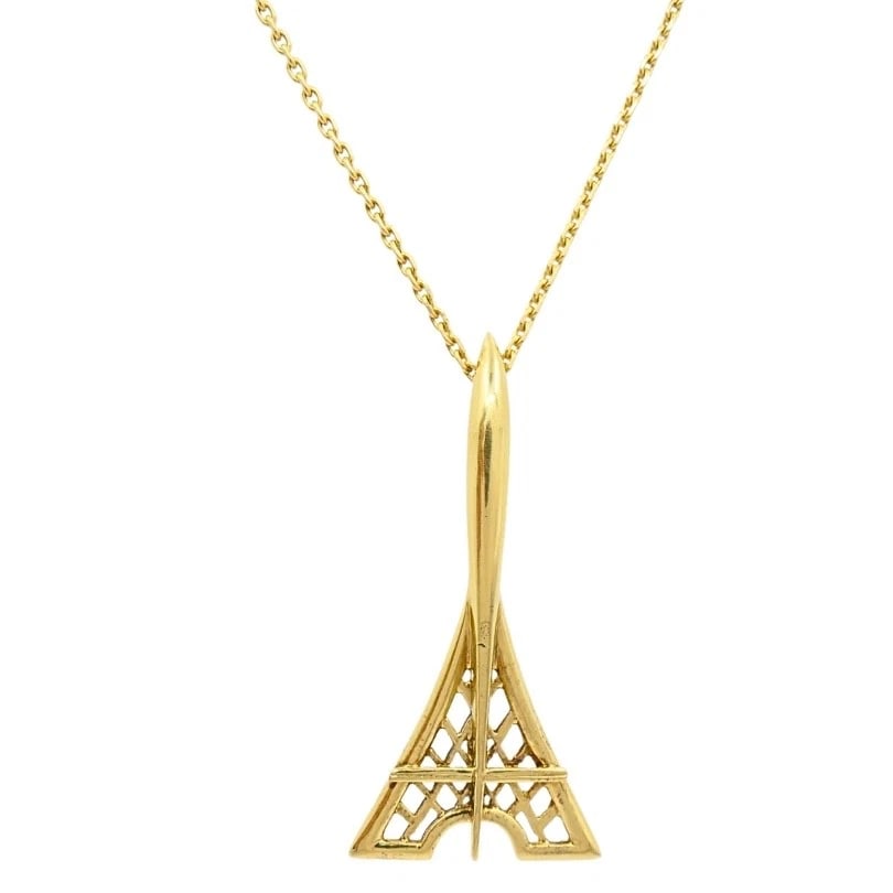 Fred Paris 18K Gold Eiffel Tower Pendant Necklace - 5