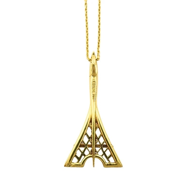 Fred Paris 18K Gold Eiffel Tower Pendant Necklace - 7