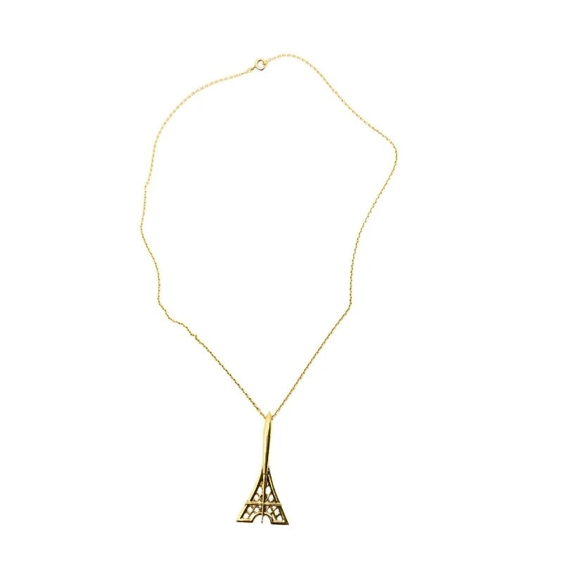 Fred Paris 18K Gold Eiffel Tower Pendant Necklace - 8