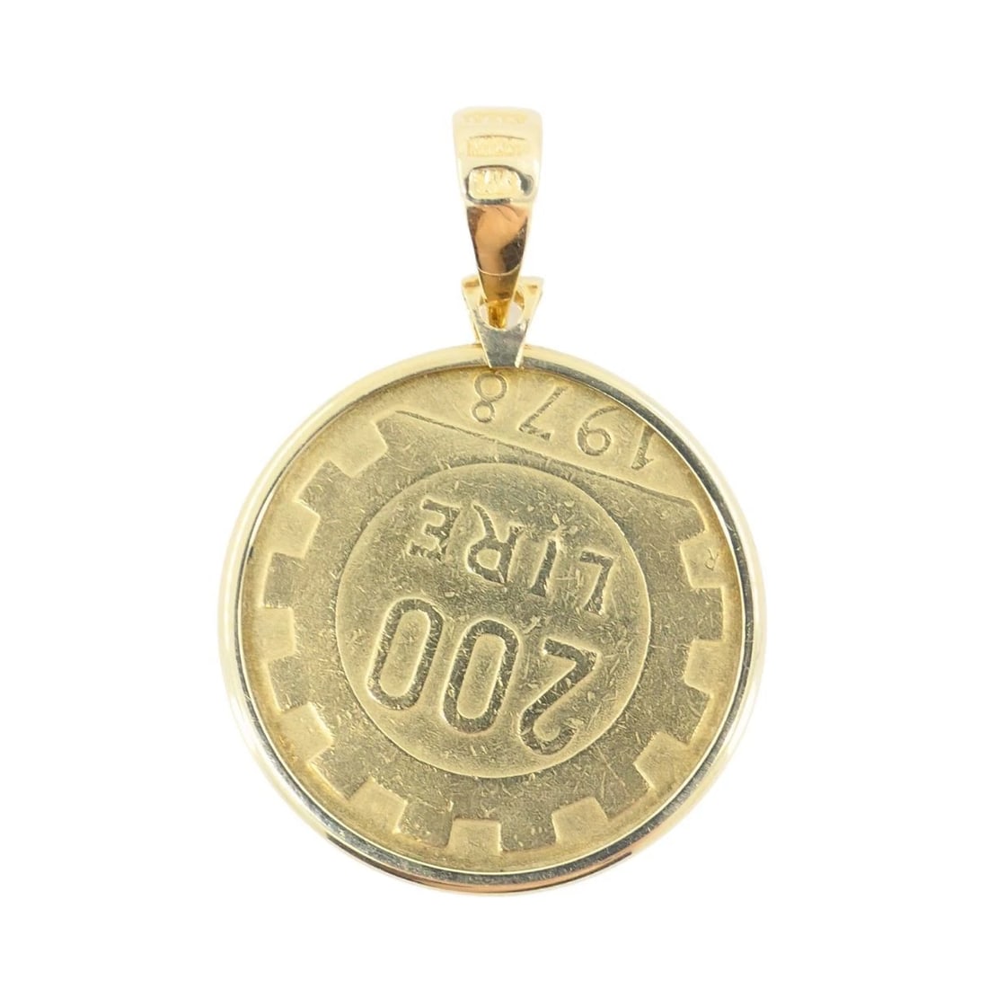 Italian 14k Gold Lire Coin Pendant - 12