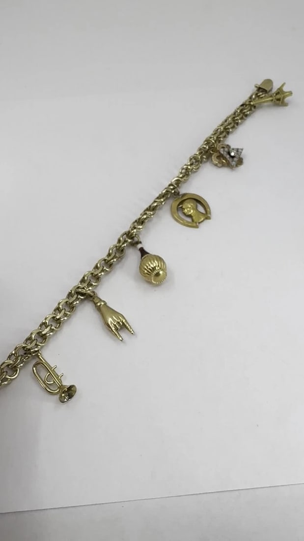 Vintage 14k 18k Gold Charm Bracelet - 2