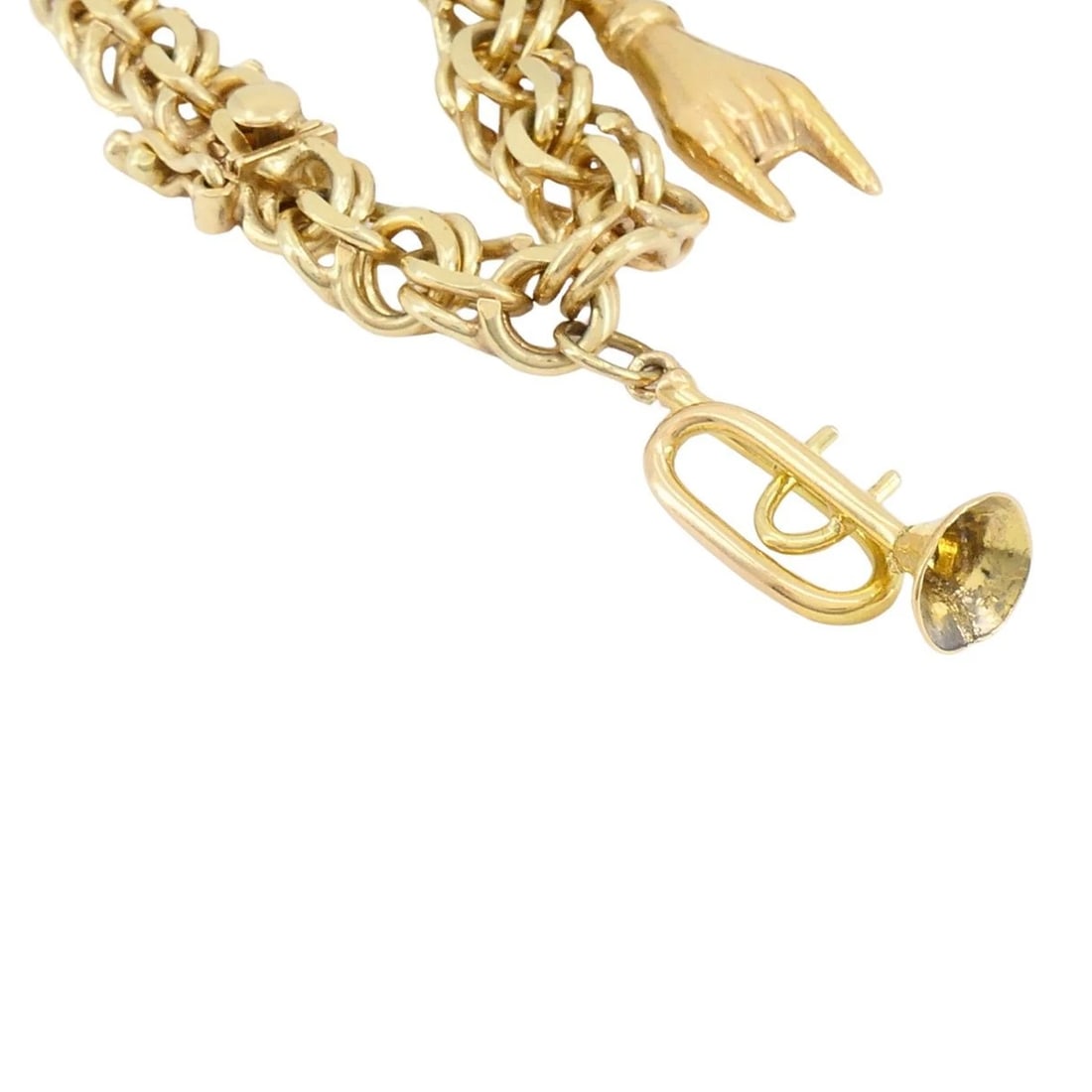 Vintage 14k 18k Gold Charm Bracelet - 9