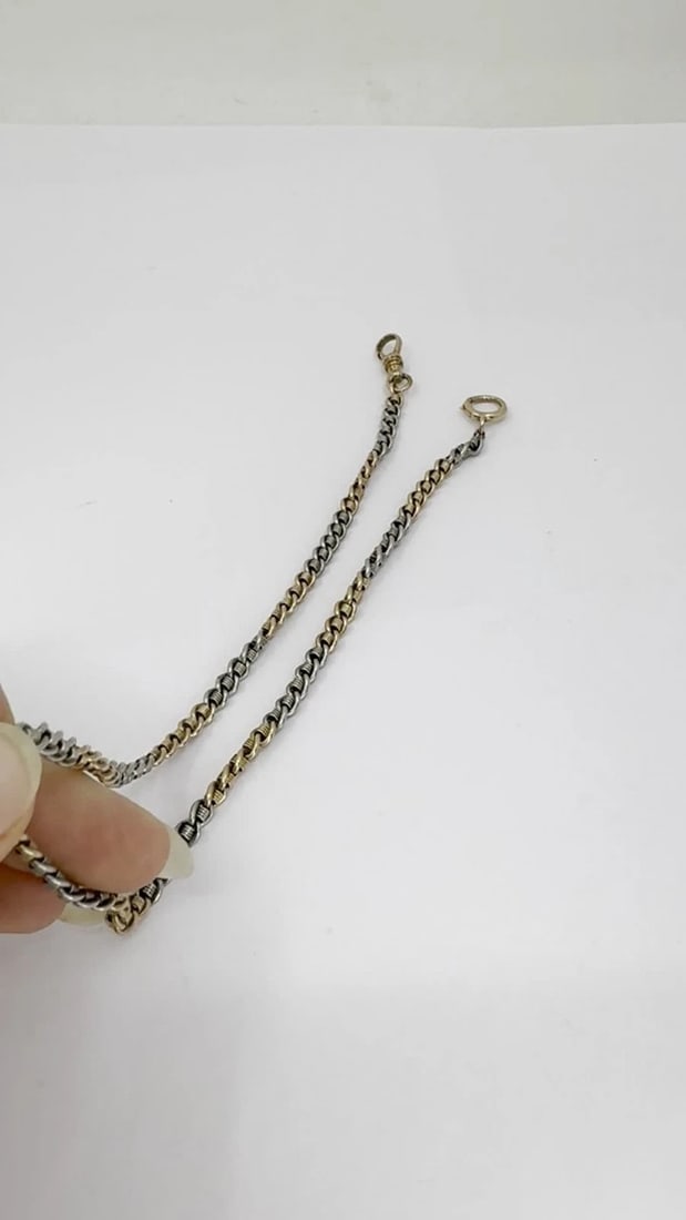 Vintage 14k Rose Gold Platinum Watch Chain Necklace - 2