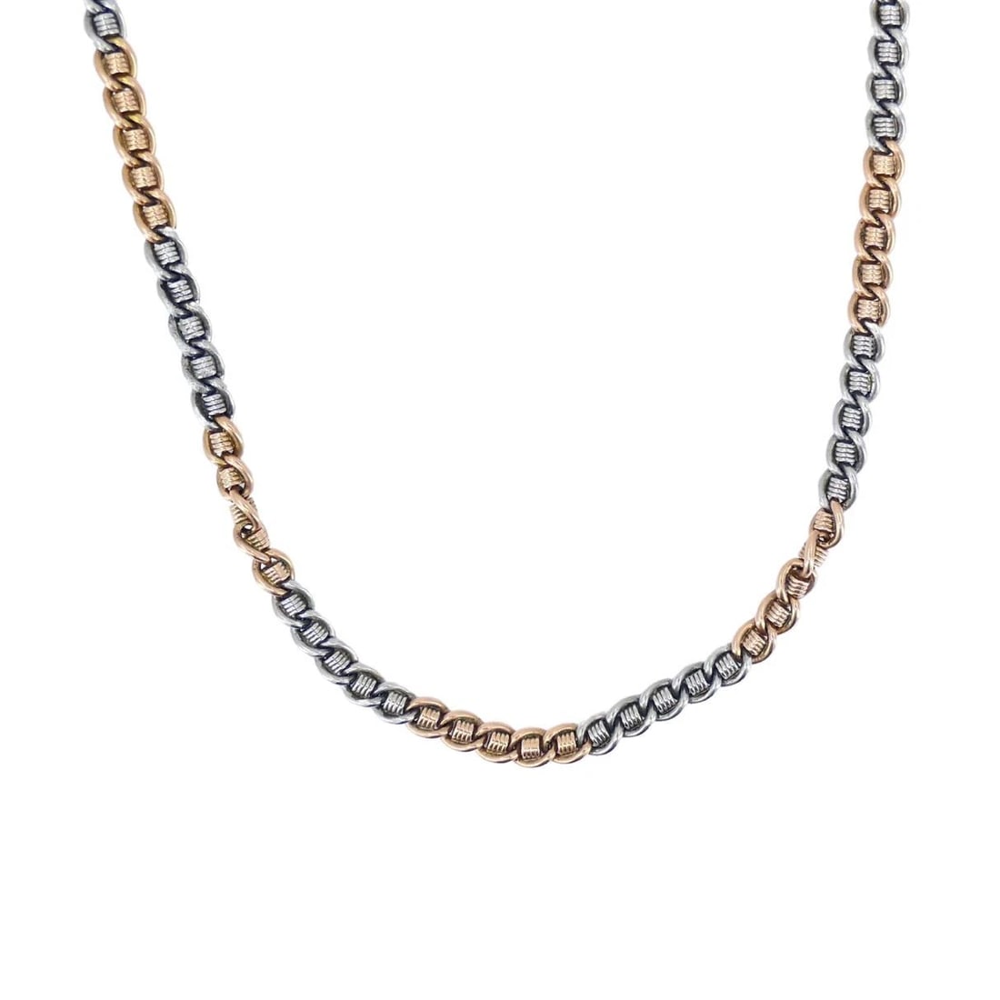 Vintage 14k Rose Gold Platinum Watch Chain Necklace - 4