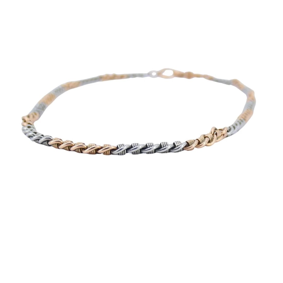 Vintage 14k Rose Gold Platinum Watch Chain Necklace - 6