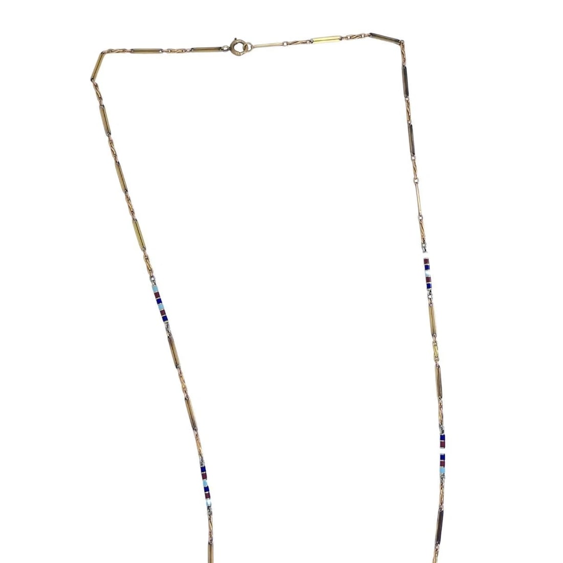 Egyptian Revival 14k Gold Gemstones Enamel Pendant Necklace - 8