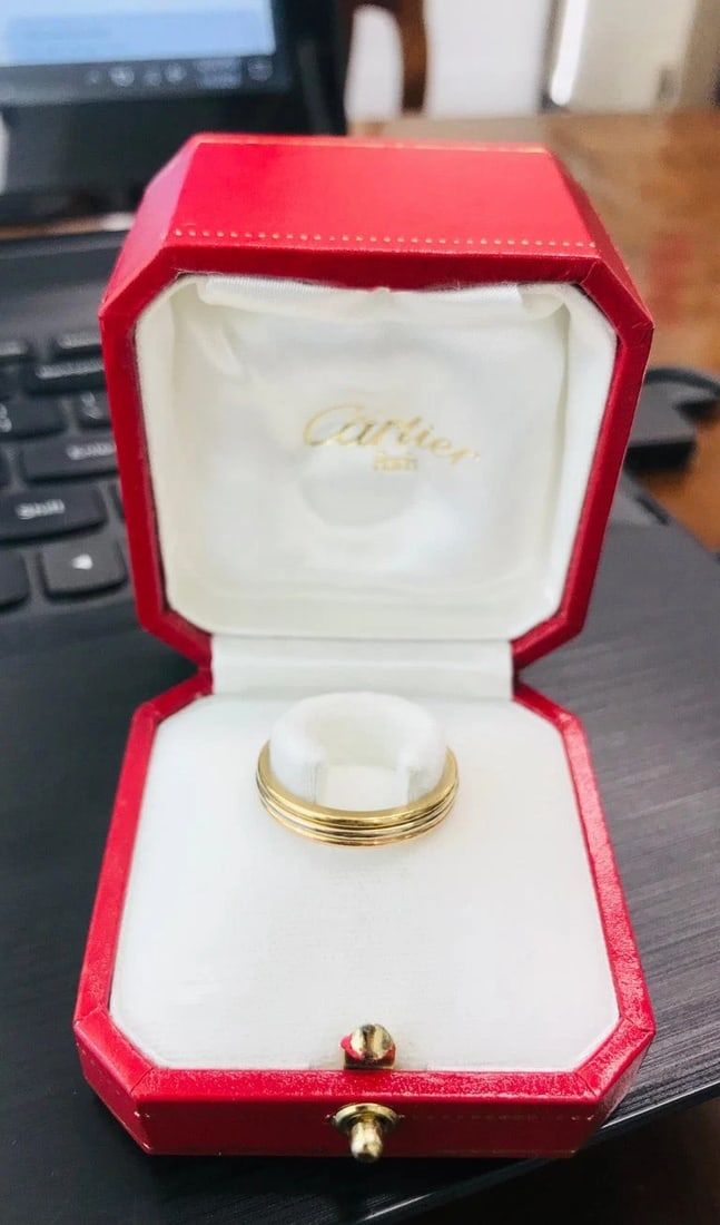 Cartier Trinity Band 18k Gold Men Ring Original Box - 7