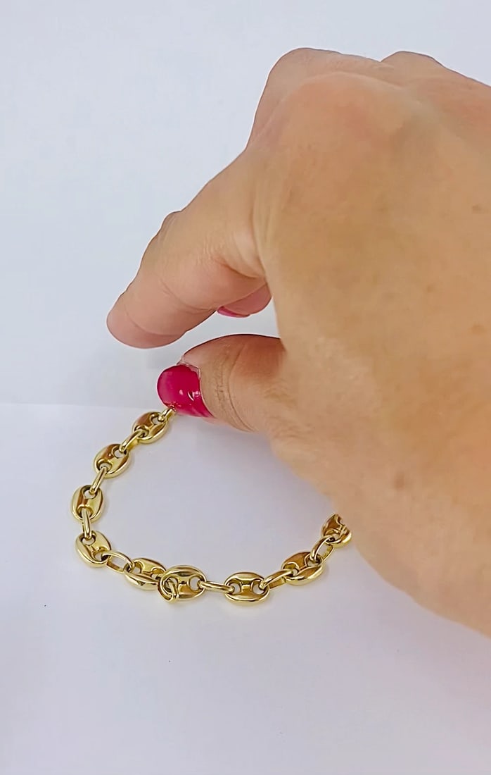 Vintage 14k Yellow Gold Mariner Link Bracelet - 2