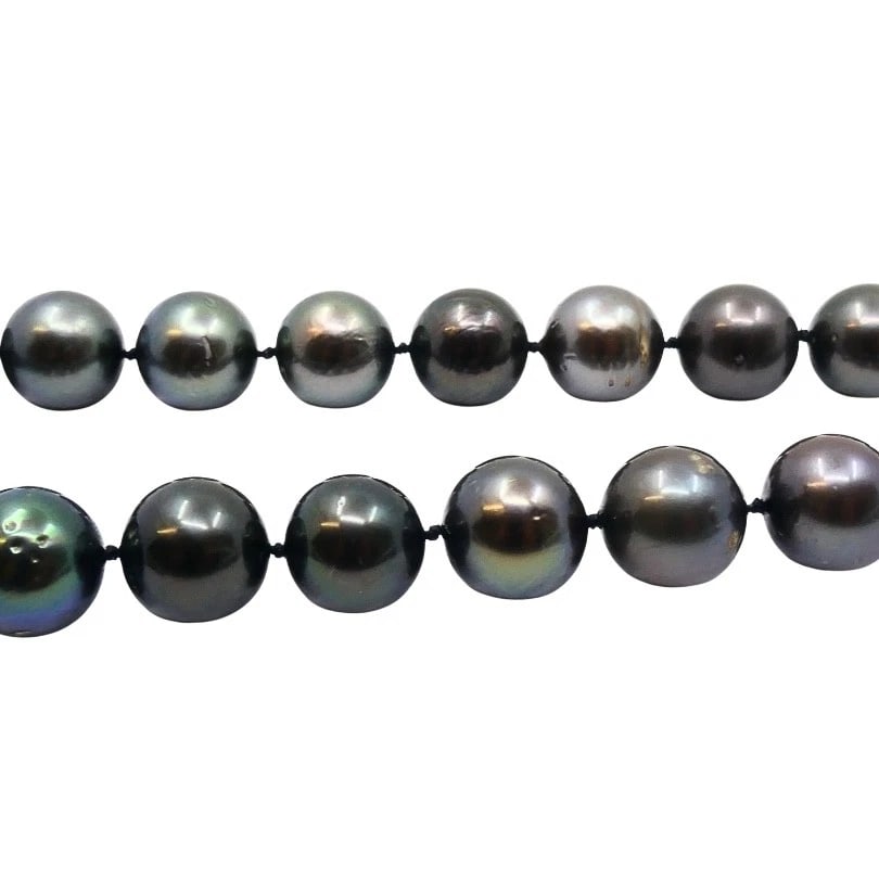 Tahitian Pearl Strand Necklace 14k Gold Clasp - 5