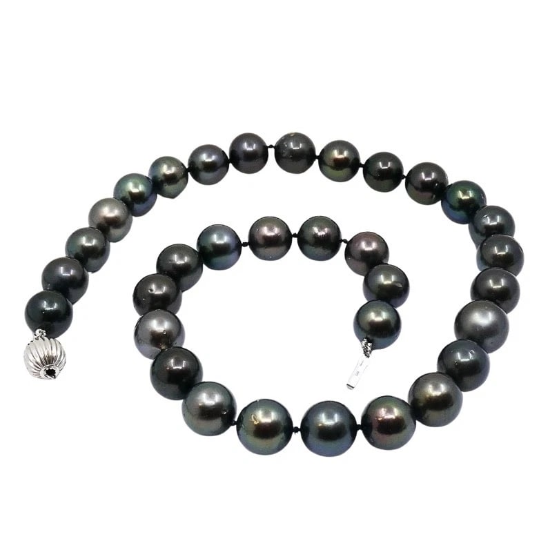 Tahitian Pearl Strand Necklace 14k Gold Clasp - 7