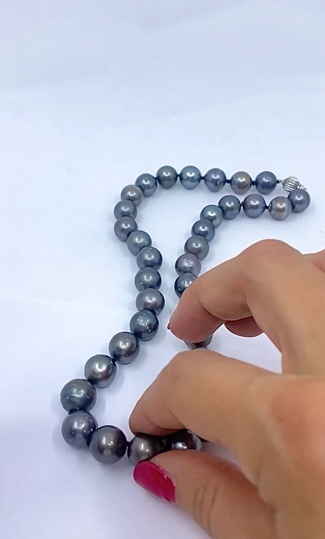 Tahitian Pearl Necklace 14k Gold Clasp - 2