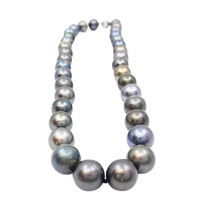 Tahitian Pearl Necklace 14k Gold Clasp - 7