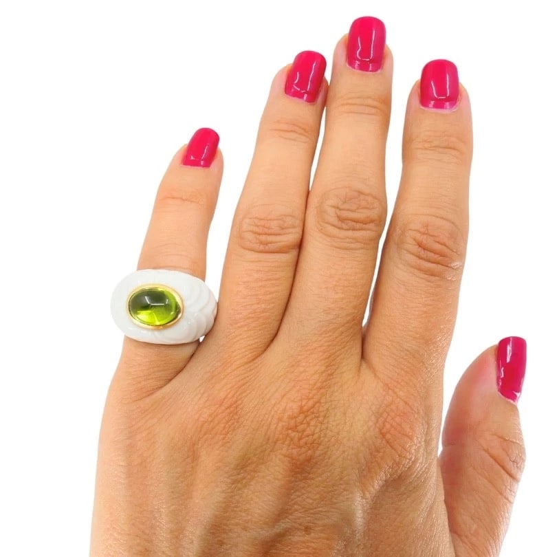 Bvlgari Bulgari Chandra Ring Porcelain Peridot 18k Gold - 3