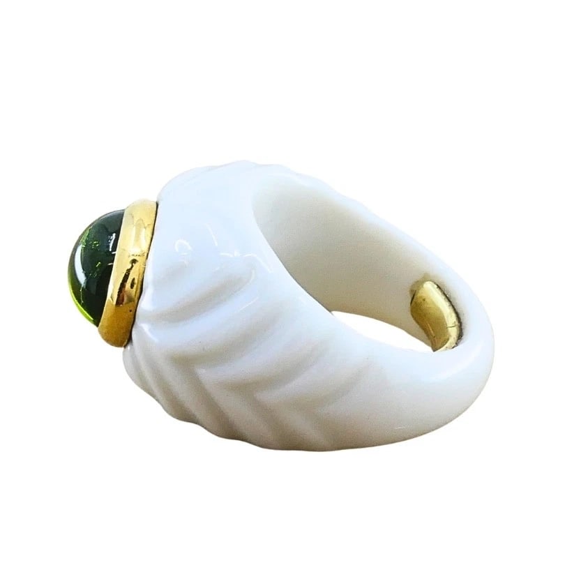 Bvlgari Bulgari Chandra Ring Porcelain Peridot 18k Gold - 6