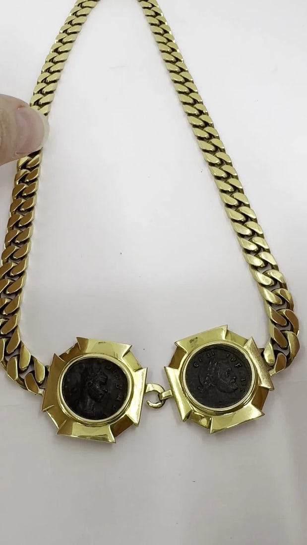 Vintage Bvlgari 18k Gold Monete Double Ancient Coin Bulgari Necklace - 2