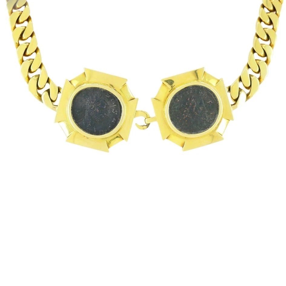 Vintage Bvlgari 18k Gold Monete Double Ancient Coin Bulgari Necklace - 5
