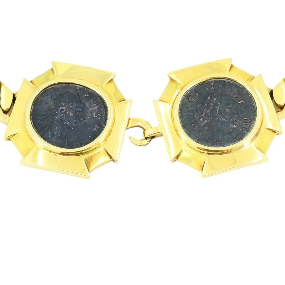 Vintage Bvlgari 18k Gold Monete Double Ancient Coin Bulgari Necklace - 6