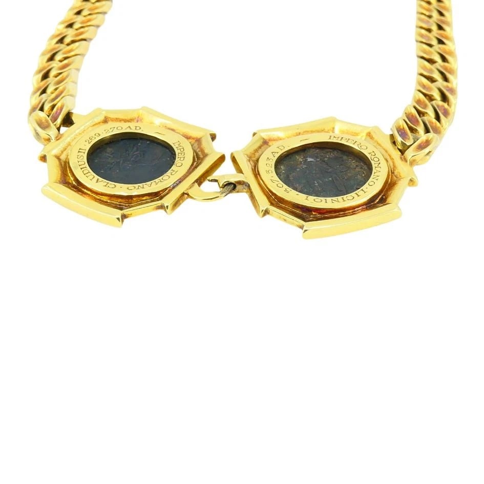 Vintage Bvlgari 18k Gold Monete Double Ancient Coin Bulgari Necklace - 9