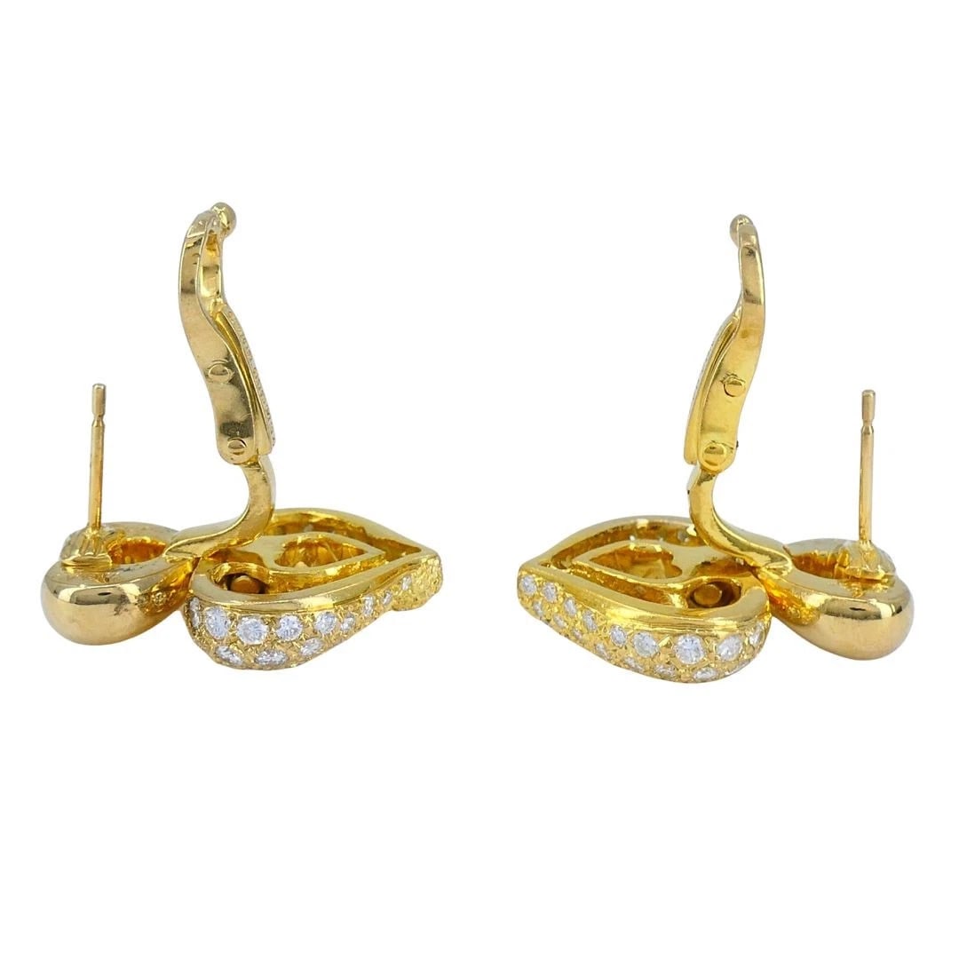 Vintage Van Cleef & Arpels 18k Gold Diamond Double Heart Earrings - 8