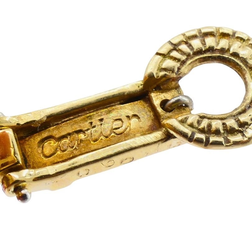 Vintage Cartier SET Coral Onyx Diamond 18k Gold RING and EARRINGS Estate Jewelry - 9