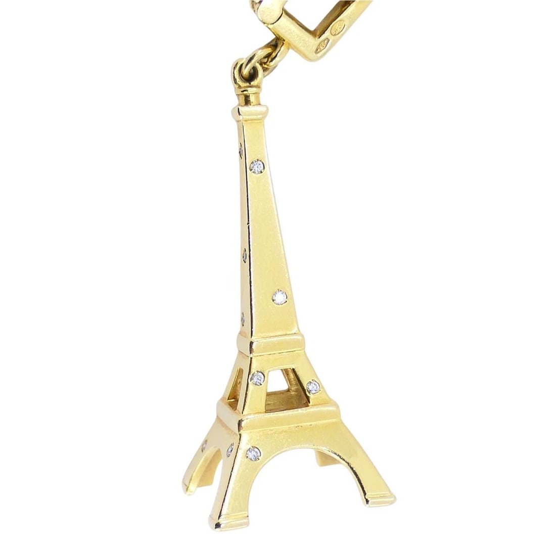 Louis Vuitton 18k Gold Diamond Eiffel Tower French Pendant Necklace - 7