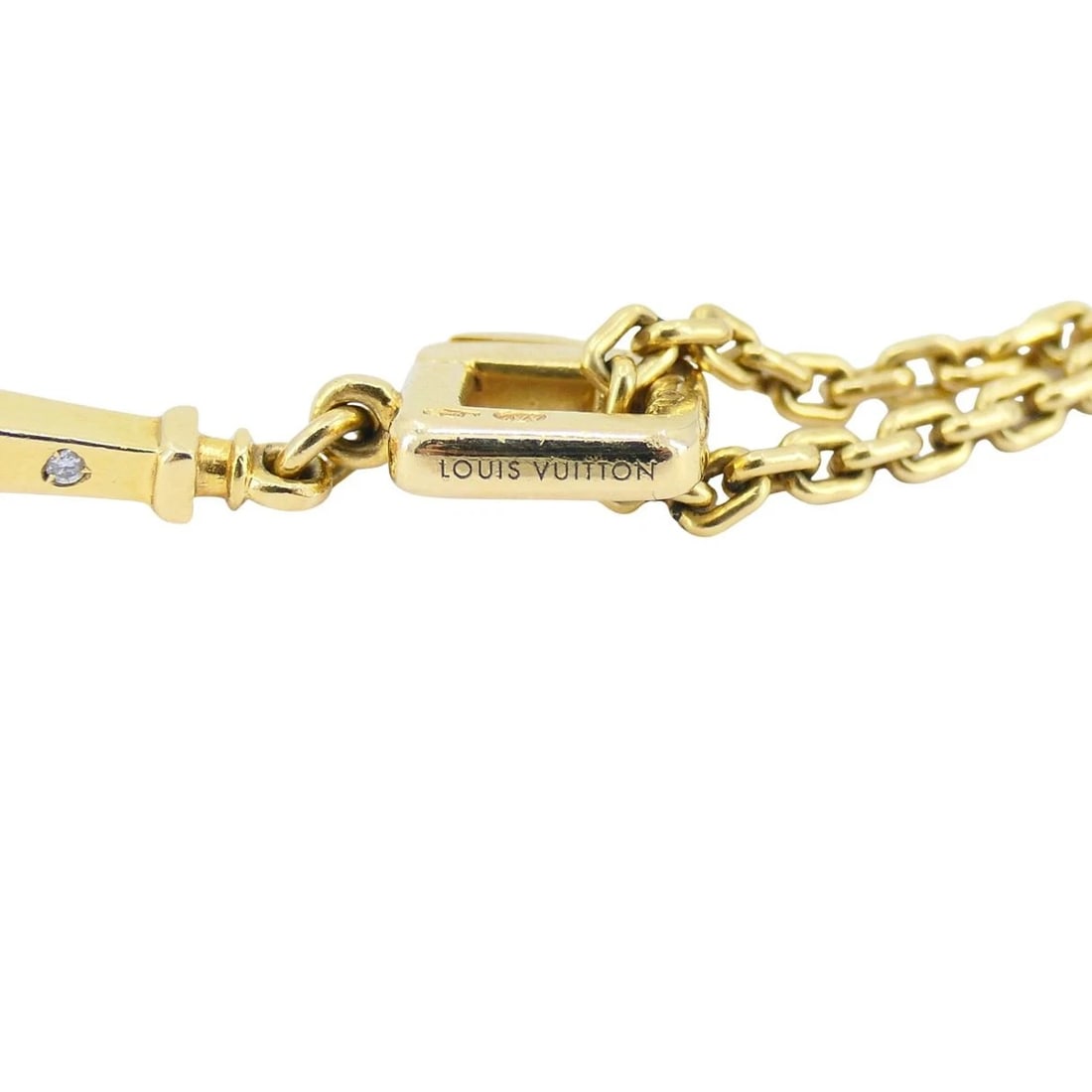 Louis Vuitton 18k Gold Diamond Eiffel Tower French Pendant Necklace - 9