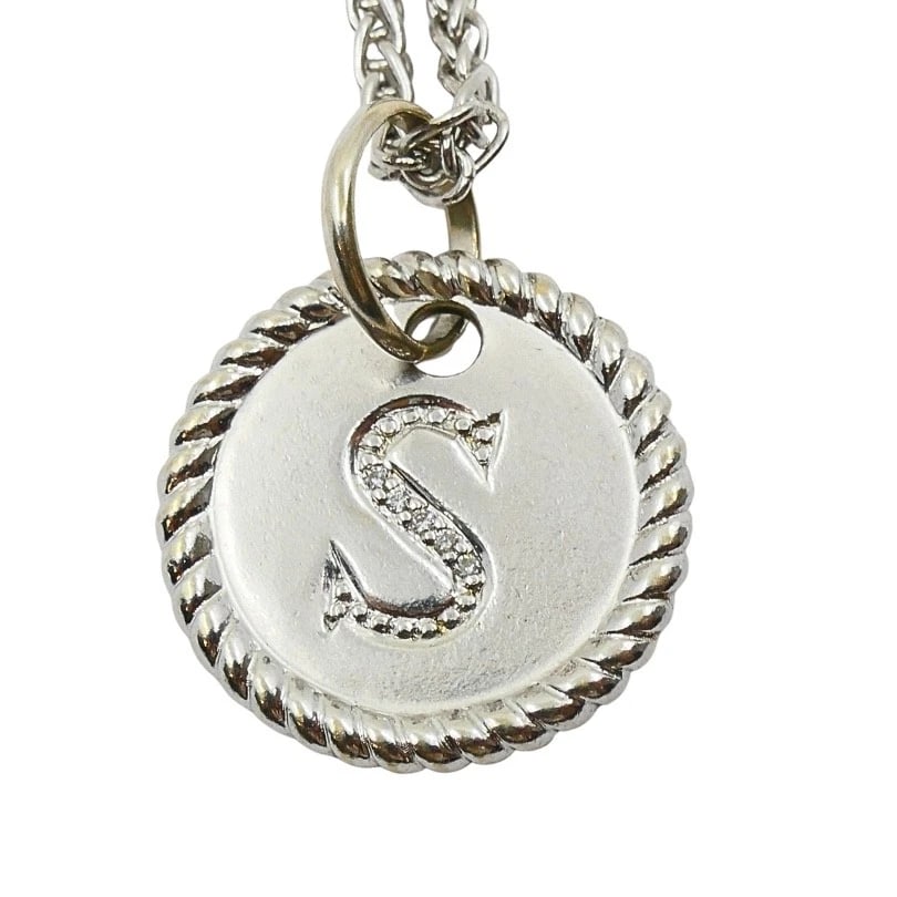 18k White Gold Monogram "S" Pendant Necklace - 7