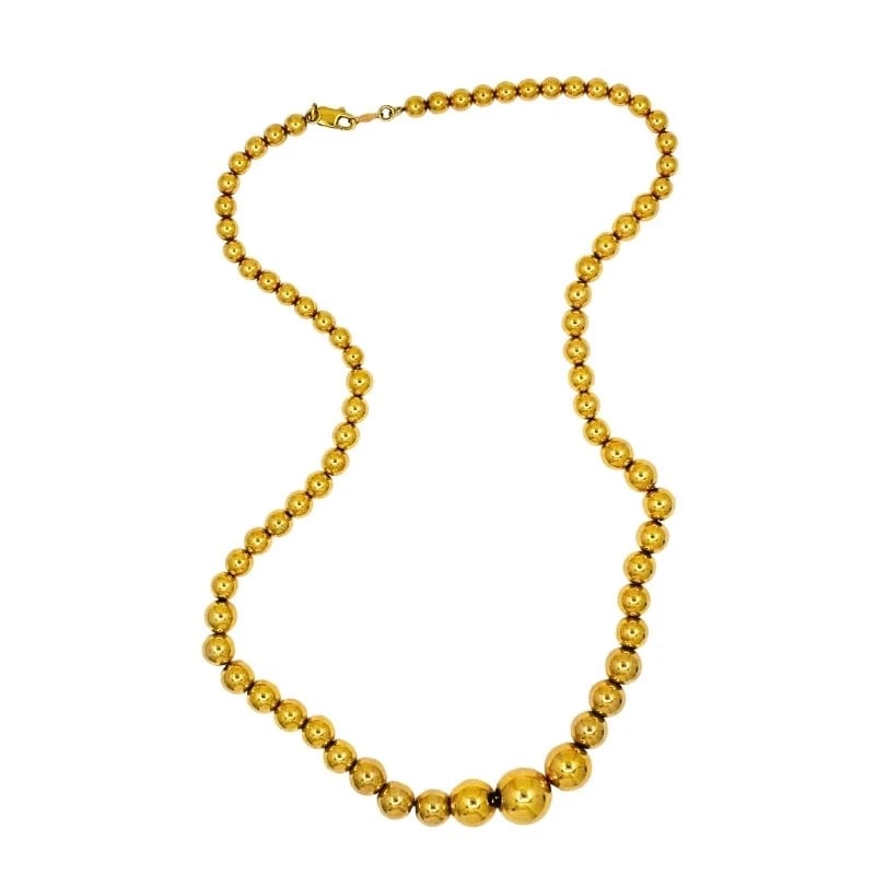Aurafin 18k Gold Graduated Bead Necklace - 4