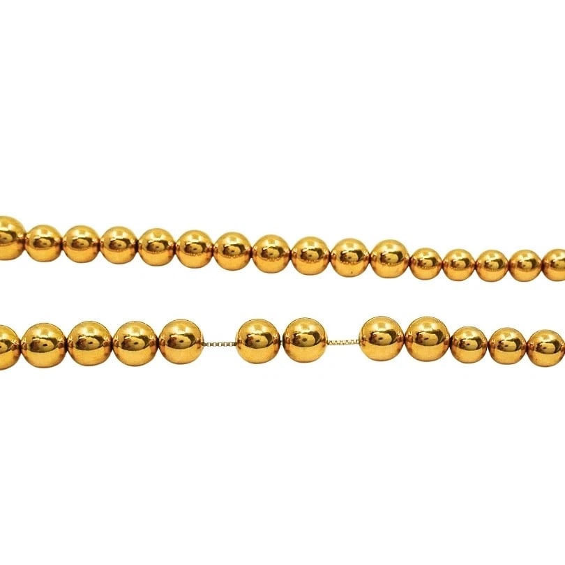 Aurafin 18k Gold Graduated Bead Necklace - 6